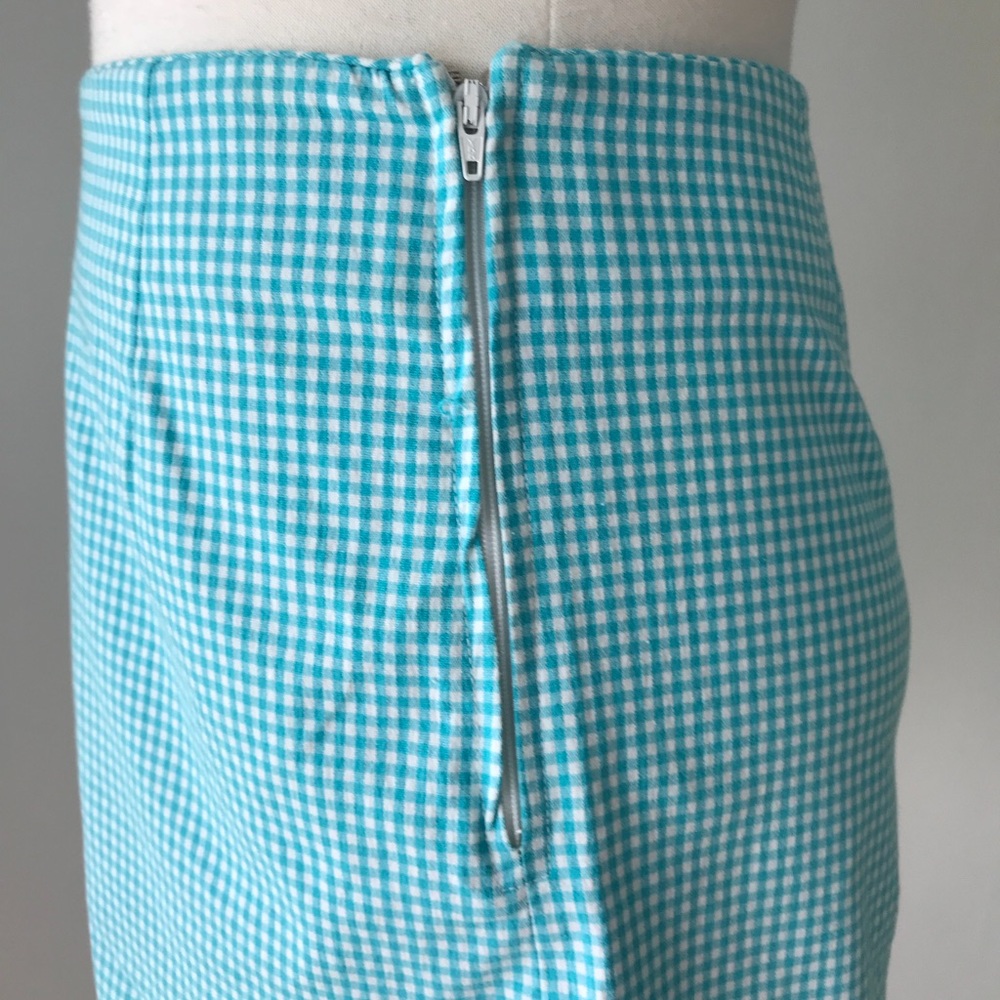 High Waisted Shorts Teal & White Checkered side zip NEW Medium Express Vintage - Picture 3 of 5
